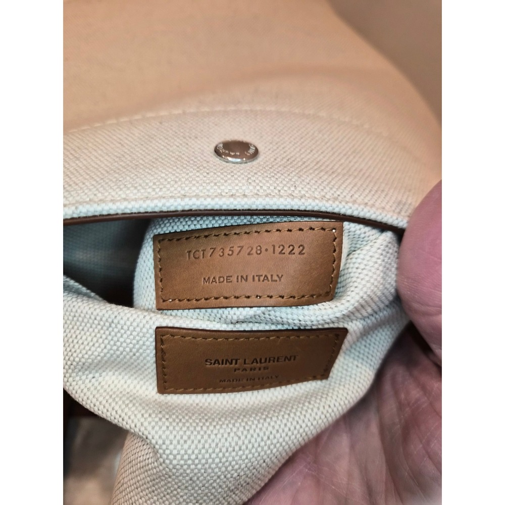 Saint‎ Laurent Rive Gauche Panier Canvas Bucket Tote Bag Brown 735728 FABJN - Picture 6 of 15